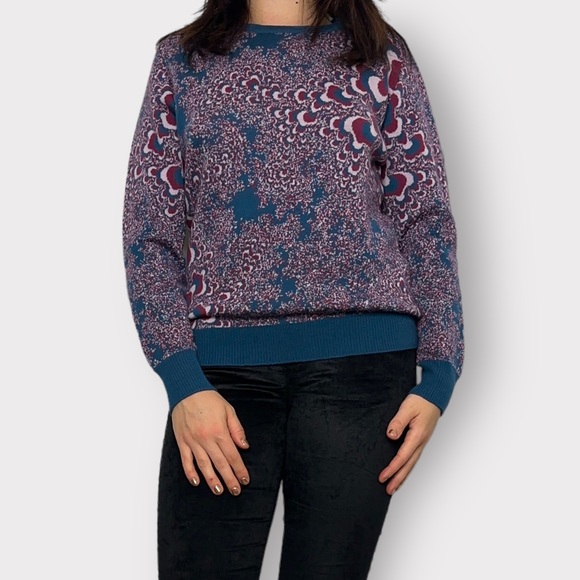 Vintage, blue, magenta, pink, psychedelic, abstract, pullover, sweater - Picture 2 of 7